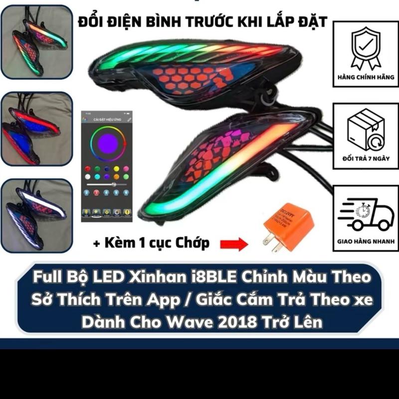 Full Bộ led xi nhan audi i8 có hiệu ứng đổi màu cho wave alpha 110 từ đời 2017 trở lên