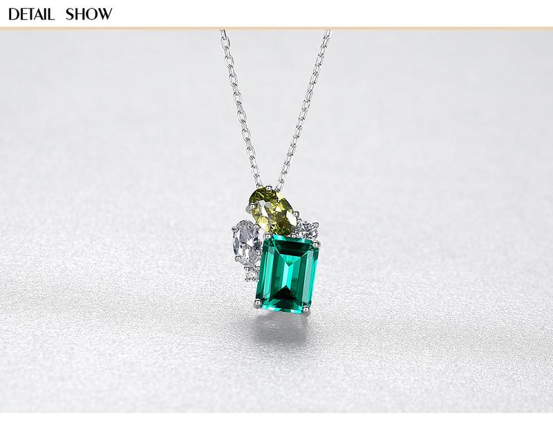 Product Introduction of European and American Style Necklace S925 Silver Pendant Women's Cross Car Chain Emerald Fashion Elegant Jewelry 1