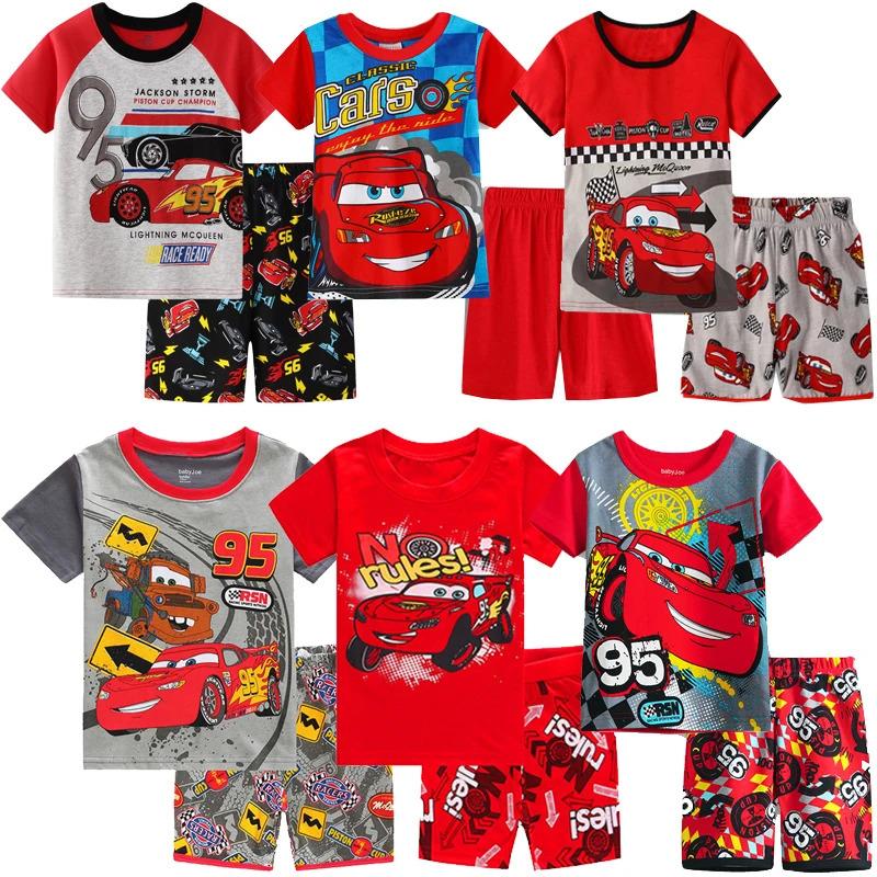 New Summer Kids Pyjamas Children Sleepwear Baby Set Boys Girls Cars Short sleeved Pijamas Cotton Nightwear Clothes Pajamas Sets 1