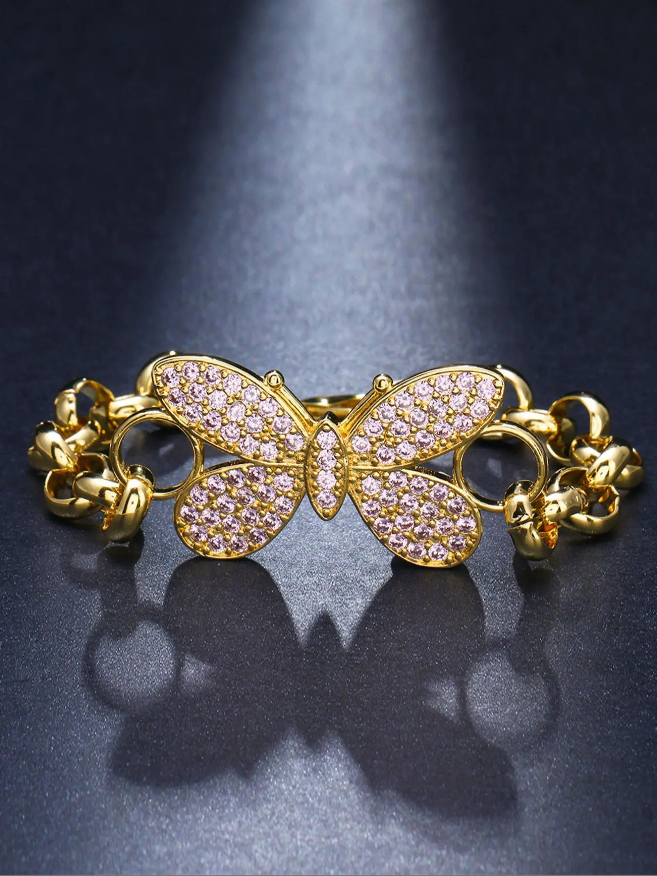 Elegant Rhinestone Decorated Butterfly Design Link Bracelet, Cool Women's Accessories, Exquisite Trendy Bracelet, Fashionable Jewelry for Women & Girls for Daily & Party Decoration Stocking Stuffers For Adults