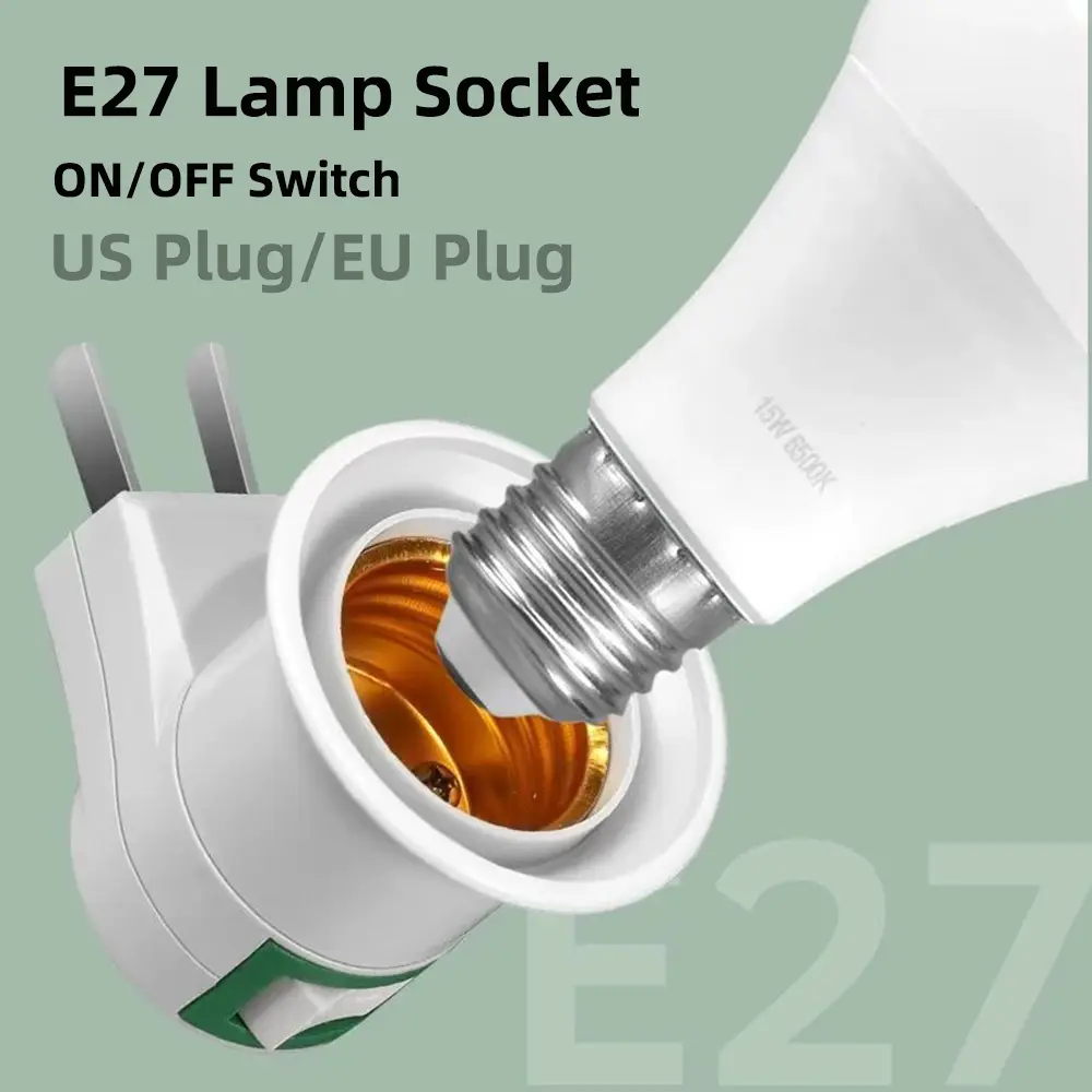 E27 EU Plug/US Plug  Lamp Base Light Bulb Base Socket Adapter Converter 250V 6A White Night Light With Power On Off Control Switch