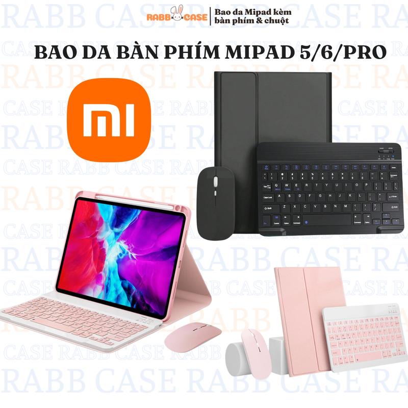 Bao da kèm bàn phím dành cho Xiaomi Pad Mipad 5 6 Pro Redmi SE 1 2 Combo Bluetooth chuột sạc bàn phím rời chống trầy xước DPI điều chỉnh RABB CASE