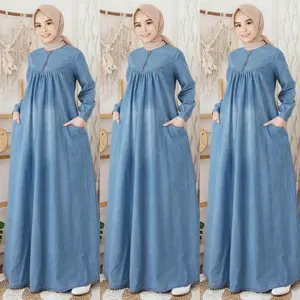 gamis jeans terbaru 2022/gamis jeans jumbo ld 120/gamis jeans import/gamis jeans terhits 2022/gamis jeans korea
