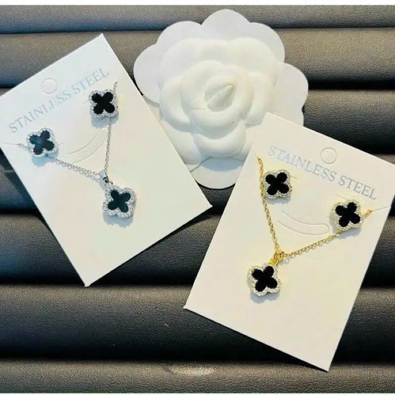 Sét 2 món cỏ 4 lá  Trang Sức Women Dây Chuyền Jewelry vong cotitan