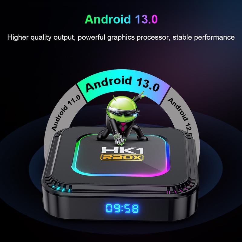 Product Introduction of Android 13.0 TV Box,HK1 RBOX 4GB RAM 64GB ROM Quad-Core WiFi6 BT5.0 8K HDR10+ Ultra HD USB3.0 13