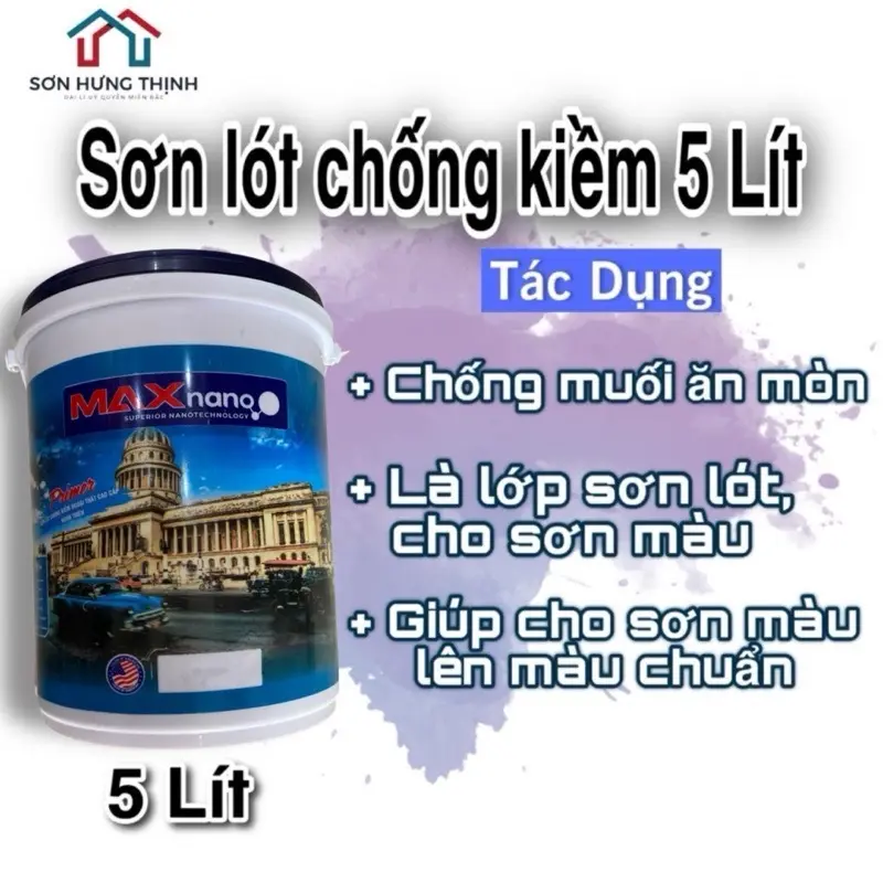 Sơn Lót 5 Lít, Ngoại Thất Chống Kiềm Maxnano, Tác Dụng Giúp Sơn Màu, Lên Màu Chuẩn Đẹp Và Chống Muối Mốc