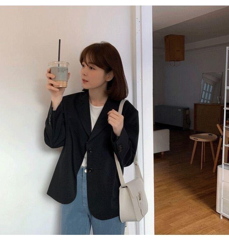 Product Introduction of 2025 Spring and Autumn Small Blazer Jacket for Women Casual Versatile British Style Gray Short Ins Suit Petite Top 3