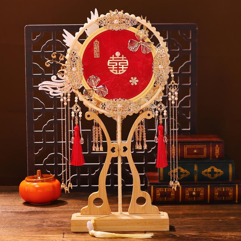 Quạt Đám Cưới, Phong Cách Trung Quốc, Cho Cô Dâu, Váy Cưới Thành Phẩm, Quà Tặng Cho Bạn Thân, Quạt Tròn Hanfu, Quà Cưới Mới, Quạt Decor 2
