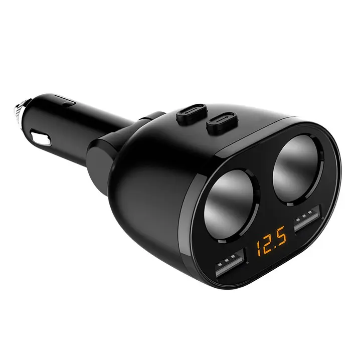 Bộ chia tẩu sạc ô tô nhãn hiệu Hyundai HY-16, 2 cổng usb và 2 cổng tẩu siêu phẩm Huyndai có led hiện điện áp