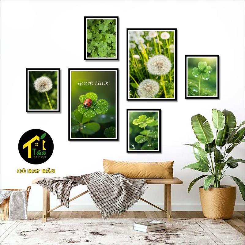 Set Tranh Decor Cỏ May Mắn, Bồ Công Anh trong gió trang trí phòng khách phòng ngủ góc học tập góc decor trang trí tranh dán tường, tranh treo tường, sticker hình dán trang trí nhà cửa nội thất đẹp.