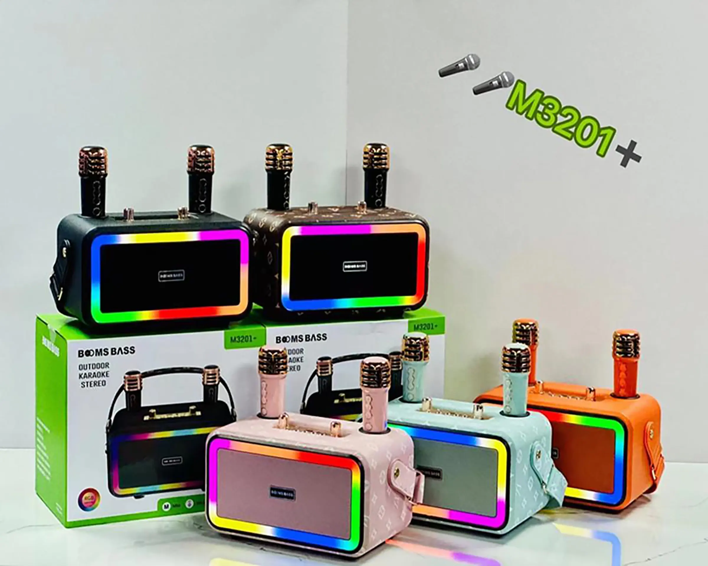 M3201+ ลําโพงซับวูฟเฟอร์บลูทูธไร้สาย แบบพกพา คุณภาพสูง+แ​ถมไมค์ลอย2ตัว Bluetooth