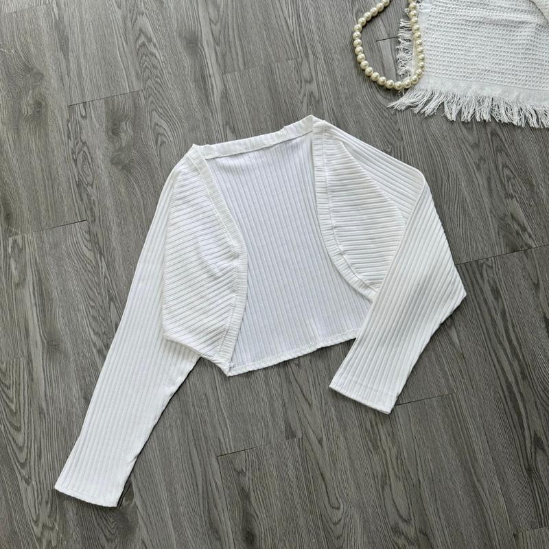 Product Introduction of Áo Khoác Cardigan Nữ Bigsize Khoác Ngoài Tay Dài Phồng Nữ Tính Vải Thun Gân Mỏng Co Giãn Nhung Lịch 24