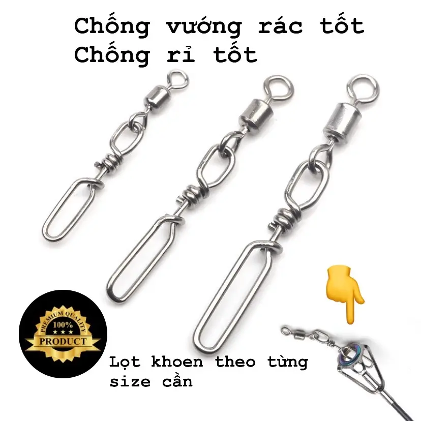 Khoá Lure lọt khoen 10 cái ,chịu tải tốt , chống vướng cực kì tốt nhé ae. Có 3 size S,M,L Đi Câu Câu Cá Bắt Cá Fishing