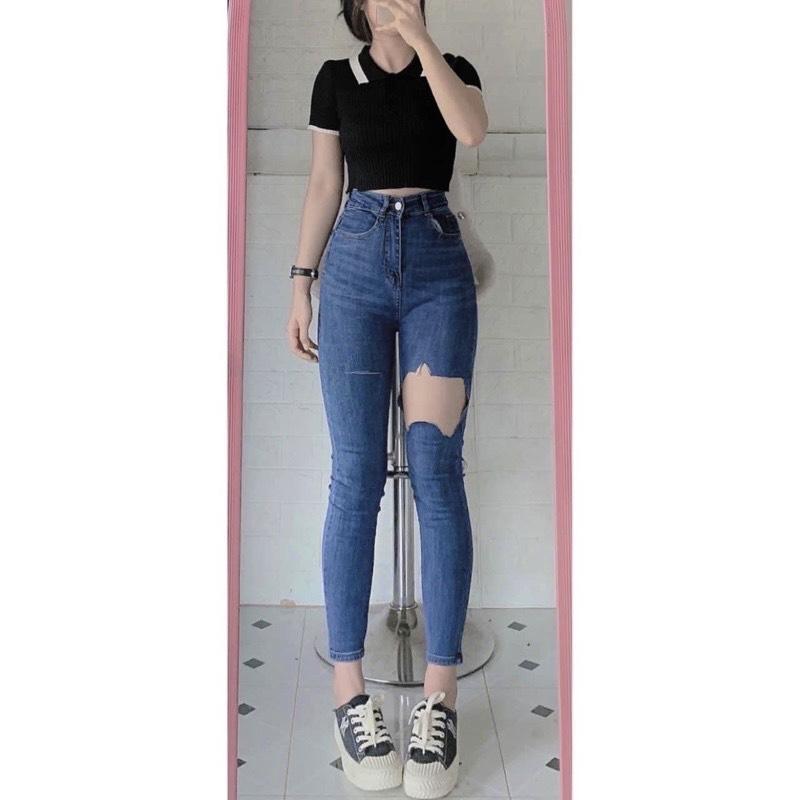 Quần Jean Nữ Co Giãn Lưng Cao Skinny, Quần Bò Nữ Dáng Ôm Nhiều Màu 4