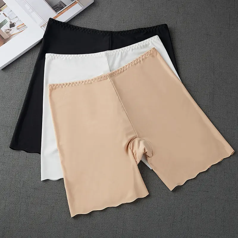 Summer Safety Pants Ice Silk Women's plus Size Safety Pants Breathable Safety Bottoming Can Be Worn outside Seamless Thin Panties