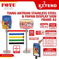 Gambar Tiang Pembatas Antrian Antrean Pita Stainless Steel Queue Line Pole Railing Stand 2 3 meter LPB-Steel Papan Display Sign Frame A3 Extend Biru Black Hijau Hitam Kuning Stiker - Steel-200Red, Steel Vertikal dari Foyu Photo Kota Surabaya 1 Tokopedia