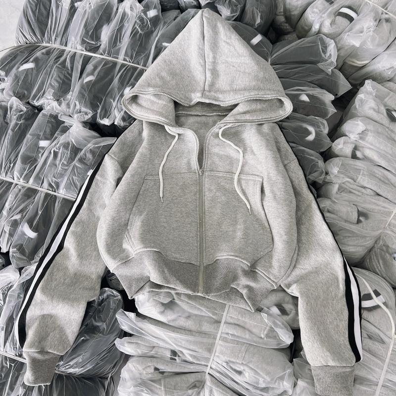 ÁO KHOÁC NỈ NGOẠI LÓT LÔNG FORM LỬNG PHỐI SỌC 99K - size 35kg-58kg vừa Nữ Women Top