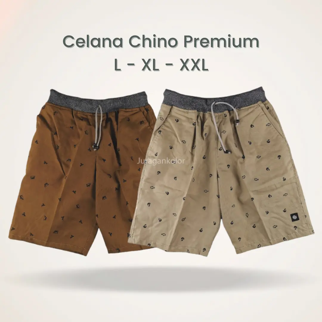 Celana Pendek Pria Dewasa Motif Chino Short Pants Rib Kekinian Casual Santai