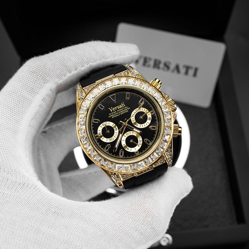 [MS STORE] ĐỒNG HỒ NAM VERSATI MẶT KÍNH SAPPHIRE , MẠ VÀNG  , VIỀN ĐÍNH ĐÁ SANG TRỌNG -M133