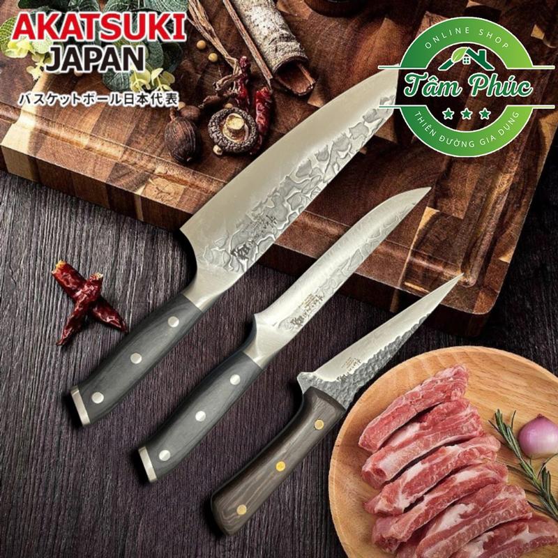 Dao làm bếp họa tiết vân búa lọc thịt, lọc xương Akatsuki Nhật Bản đồng nguyên chất dao gọt hoa quả inox tachi phi lê