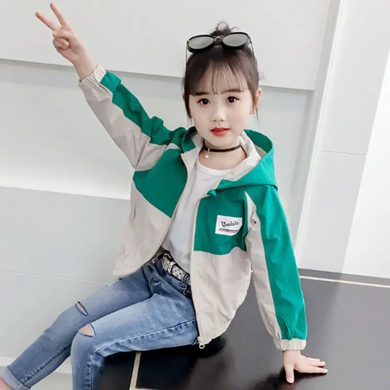 Áo khoác ngoài cho bé gái, Hàng mới về năm 2024, Thích hợp cho trẻ em Trung và lớn, Phong cách Hàn Quốc, Dài Trung Bình Áo khoác học sinh, Áo khoác cho bé gái