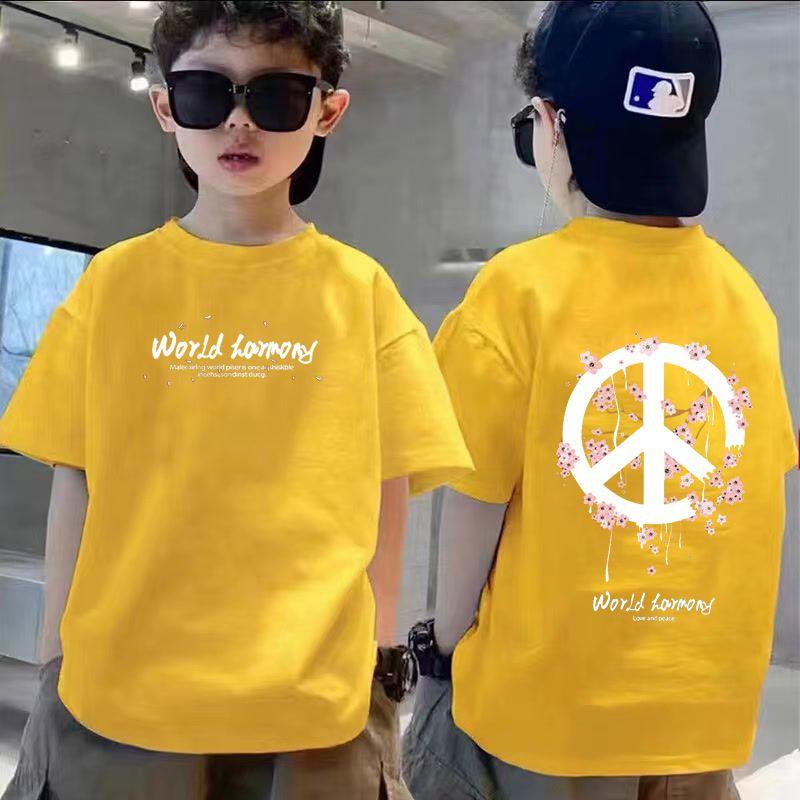 Áo Thun Ngắn Tay Cho Bé Trai, Hàng Mới Về Mùa Hè 2025, Cỡ Trung Bình Và Lớn, Màu Trơn Tuyệt Vời, In Hình, Trang Phục Thường Ngày Cho Trẻ Em, Tay Lửng 6