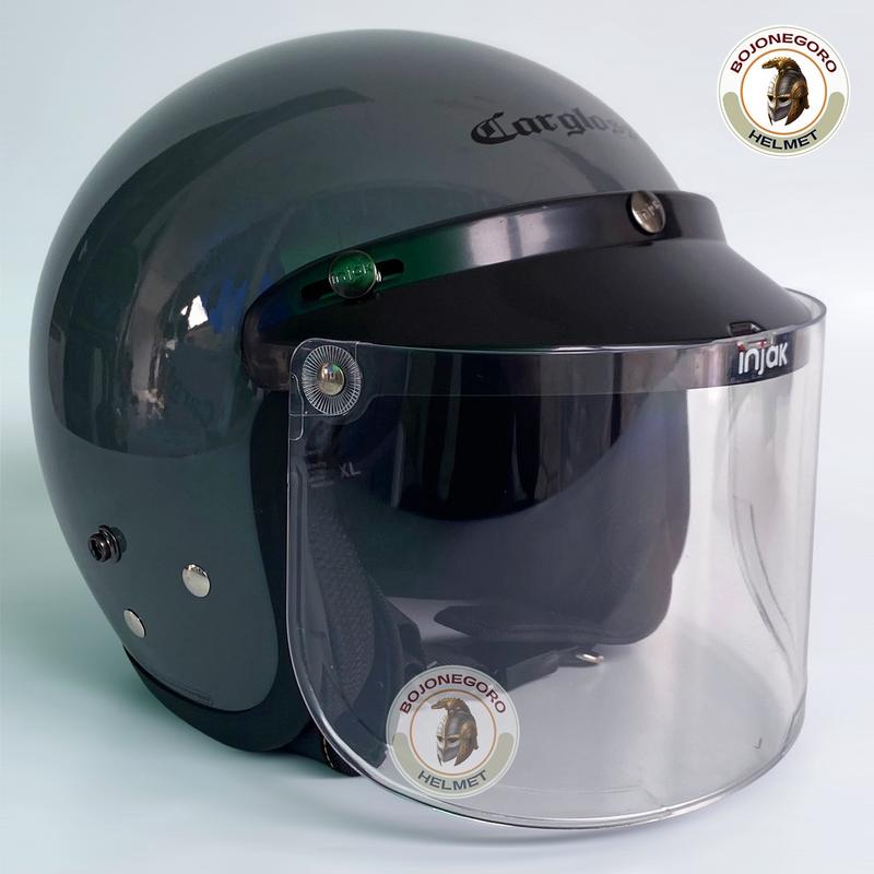 Helm Cargloss cfm DARK GRAY GLOSY Half Face Original Helmet 5