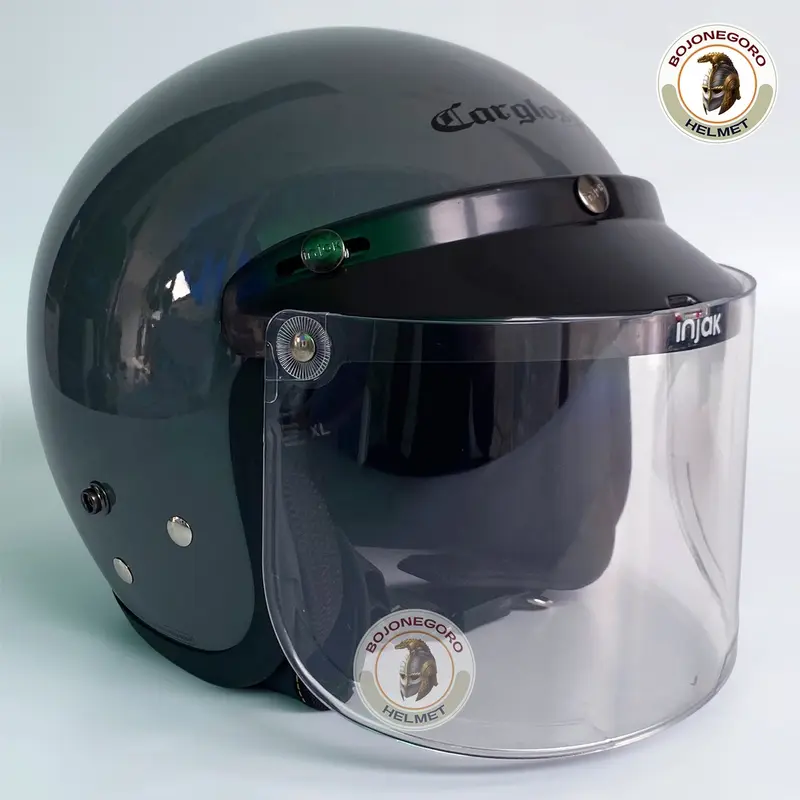 Helm Cargloss cfm DARK GRAY GLOSY Half Face Original Helmet 5