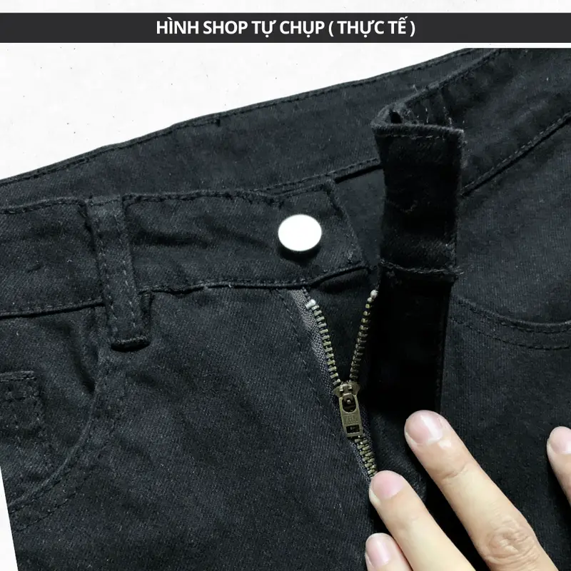 [Q09] Quần Jean dài nam đen rách có vá da mặc 4 mùa thời thượng có túi Menswear Pants 2