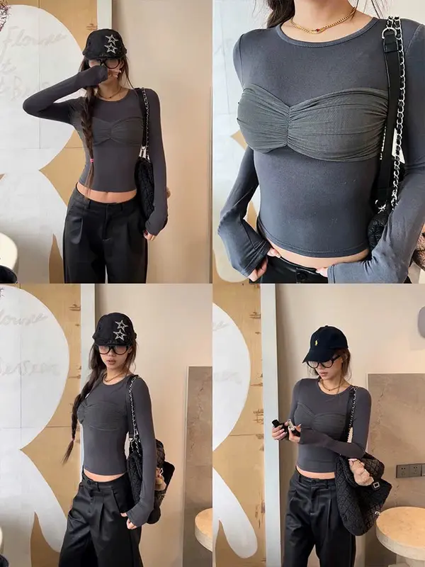 Áo thun nữ dài tay ôm body xoắn eo 3D 2 size SM - TRIEUDUONG 08 3