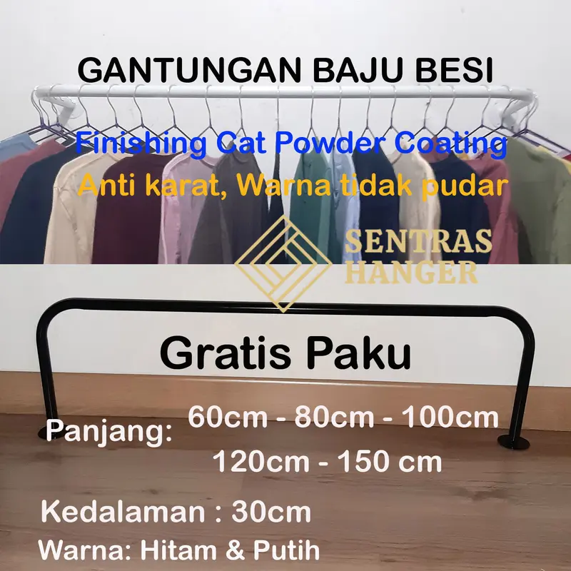 Gantungan Baju Dinding, Gantungan Baju Besi Pipa Tebal 8