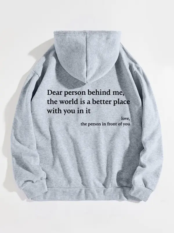 Women's Letter Print Drop Shoulder Drawstring Graphic Hoodie Hooded Sweatshirt, Trendy Long Sleeve Pullover Top, Thermal Lined Pocket Sweatshirts for Women, Fall Sweatshirts, Please Purchase A Size Up 7