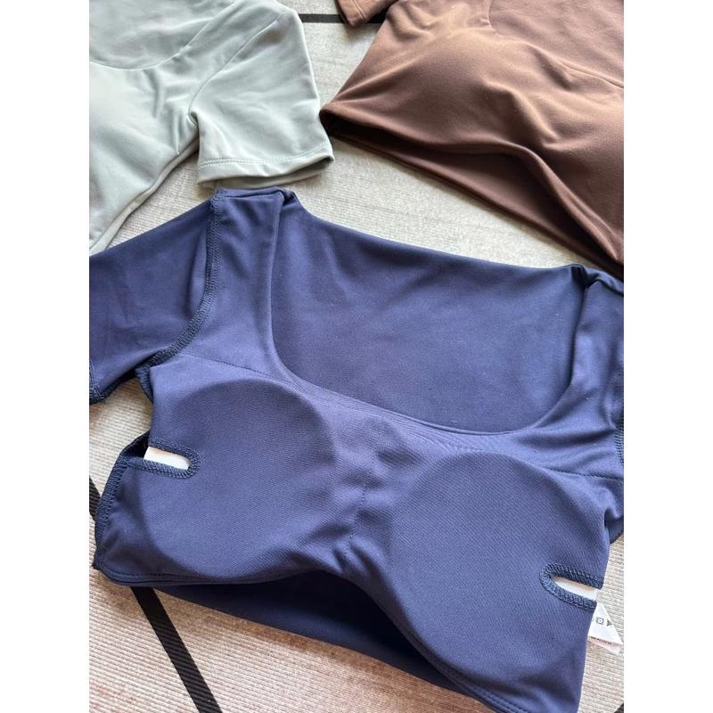 Áo croptop cạp thun thể thao A14 - thích hợp tập gym, aerobic, pilates 7