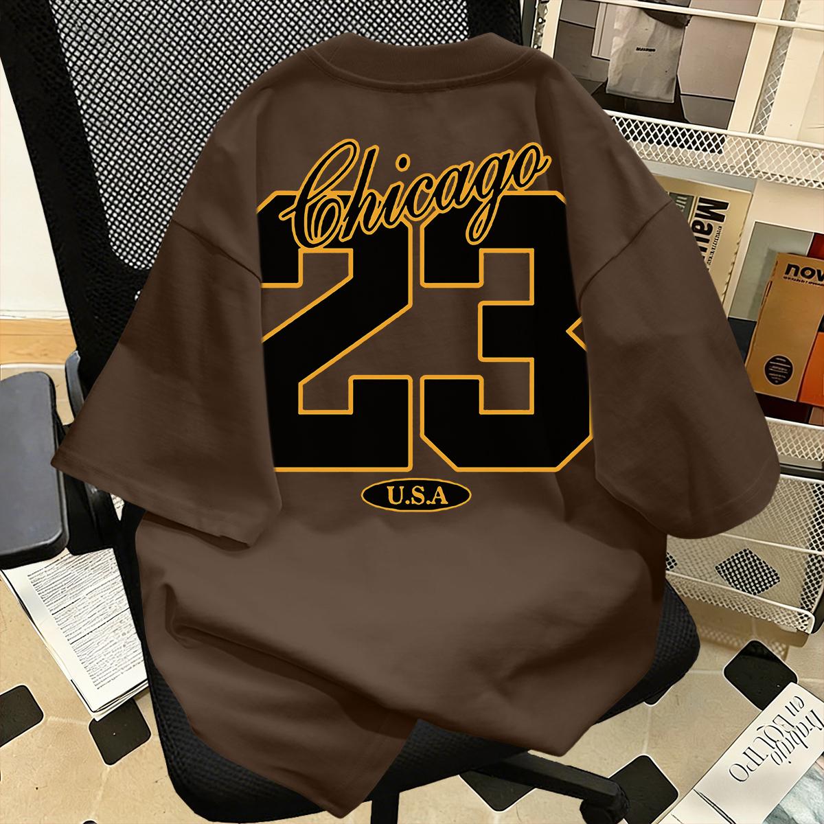 Kaos Lengan Pendek Gaya Retro Amerika Bergambar Bola Basket Nomor 23, 100% Katun, Potongan Longgar, Ukuran Besar, Kerah Bulat, Unisex Kaos Lengan Pendek Gaya Retro Amerika Bergambar Bola Basket Nomor 23, 100% Katun, Potongan Longgar, Ukuran Besar, Kerah Bulat, Unisex