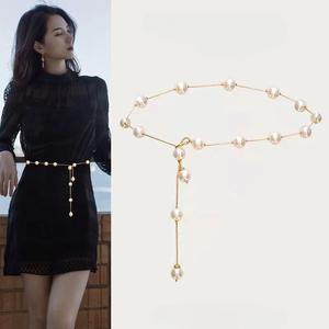 Fashion Pearl Waist Chain Belt Korean Retro Ladies Dress Elegant Belly Chain Body Belts Decoration