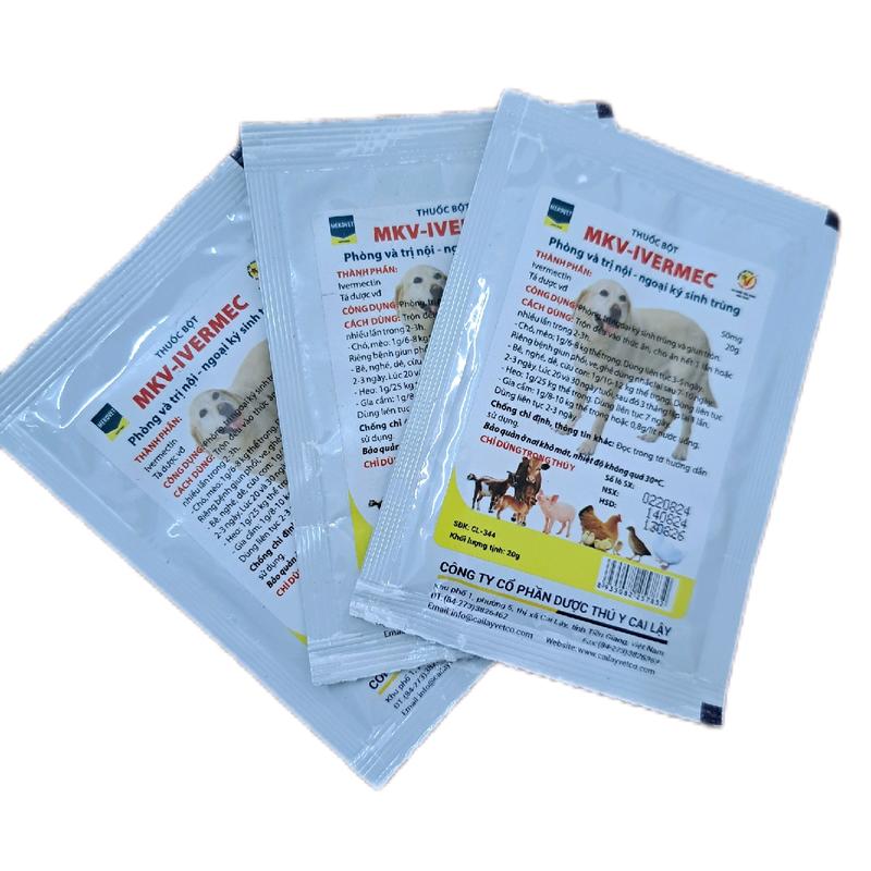 Ivermec - bột trộn cho chó - ve, rận, bọ chét trên chó 10gr 2