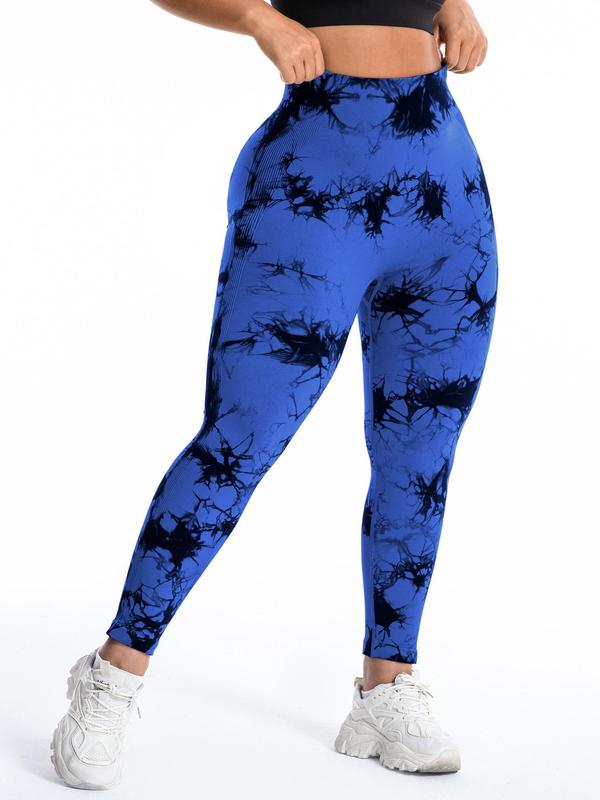 【Plus Size】Tie Dye Ruched Sports Tummy Control Leggings, High Stretch Yoga Leggings, Gym Clothes, Ladies Sportswear for Indoor Outdoor Wear, Leggings for Women, Legging Fitness, Yoga Pants, Workout Clothes Women 8