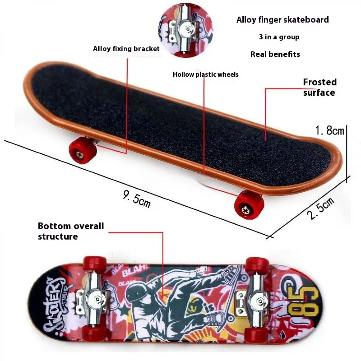 Alloy Finger Skateboard Desktop Plastic Fingertip Skateboard Educational Toy Hot Sale gifts