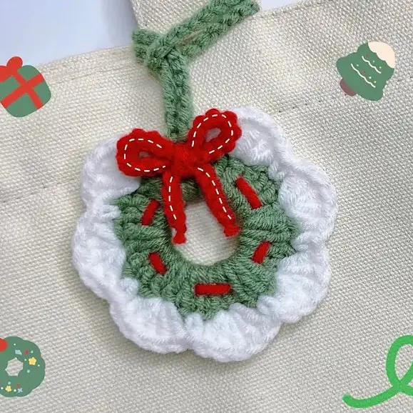 Móc khoá vòng nguyệt quế giáng sinh noel làm quà tặng trang trí mừng giáng sinh handmade bằng len xinh xắn