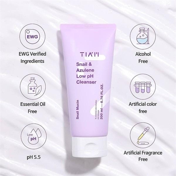 Sữa Rửa Mặt Ốc Sên Tiam Snail & Azulene Low pH Cleanser 200ml sữa _ sữa rửa sữa rửa
