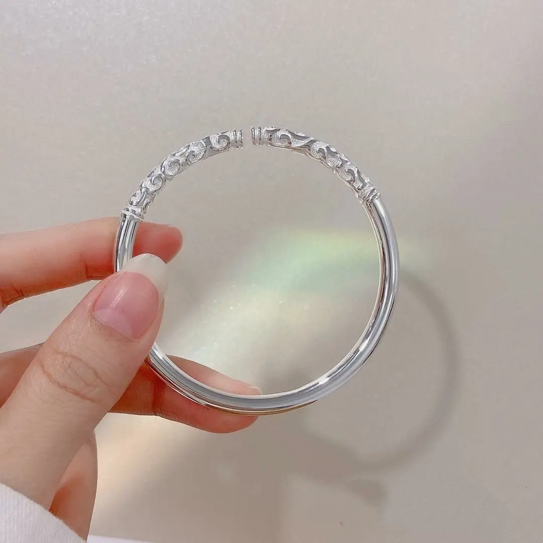 Vòng Tay Bạc Sterling, 9999, Dành Cho Nam Và Nữ, Vòng Tay Cặp Đôi, Đơn Giản Và Thanh Lịch, Bangles, Balisarracy