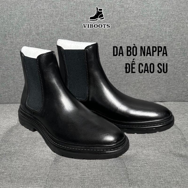 Giày Chelsea Boots Đế Cao Su Da Thật Kiểu Giày Tây Nam Công Sở Cao Câp Giày Boot Nam Phong Cách Minimal Làm Từ Da Bò Nappa Đế Cao Su Đúc Tăng Chiều Cao Mũi tròn Hợp quần âu và Jean