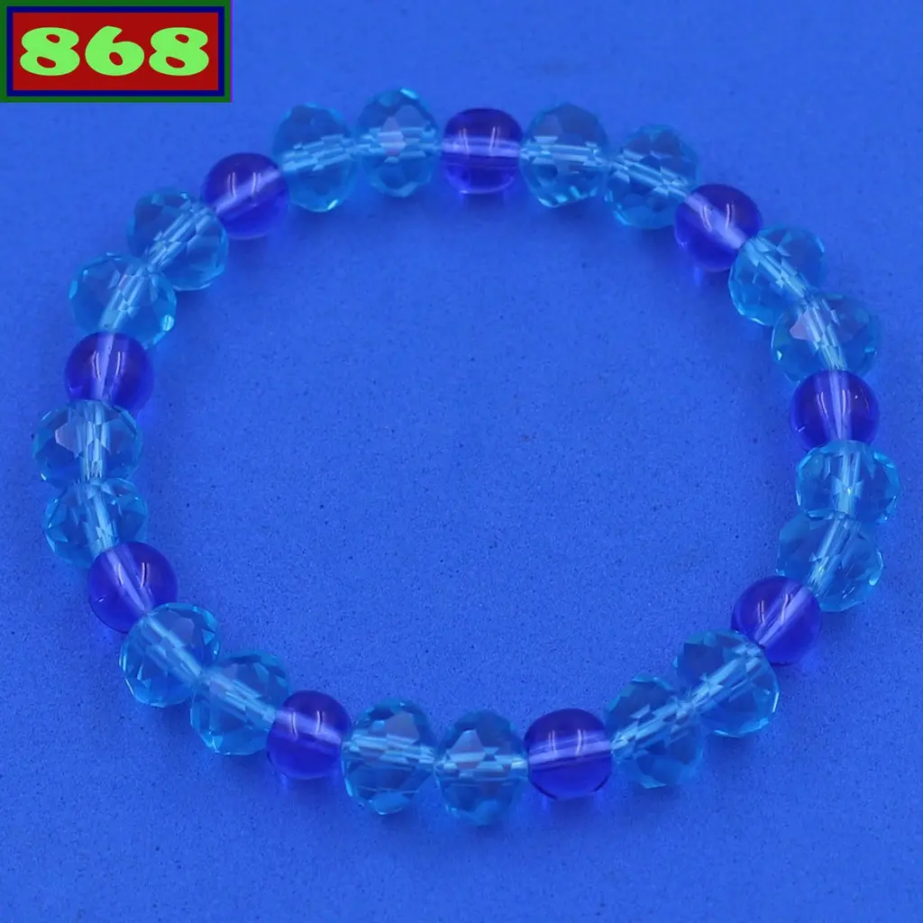 Chuỗi đeo tay pha lê xanh biển cắt giác 8 ly CTFLXBGHFLXB8