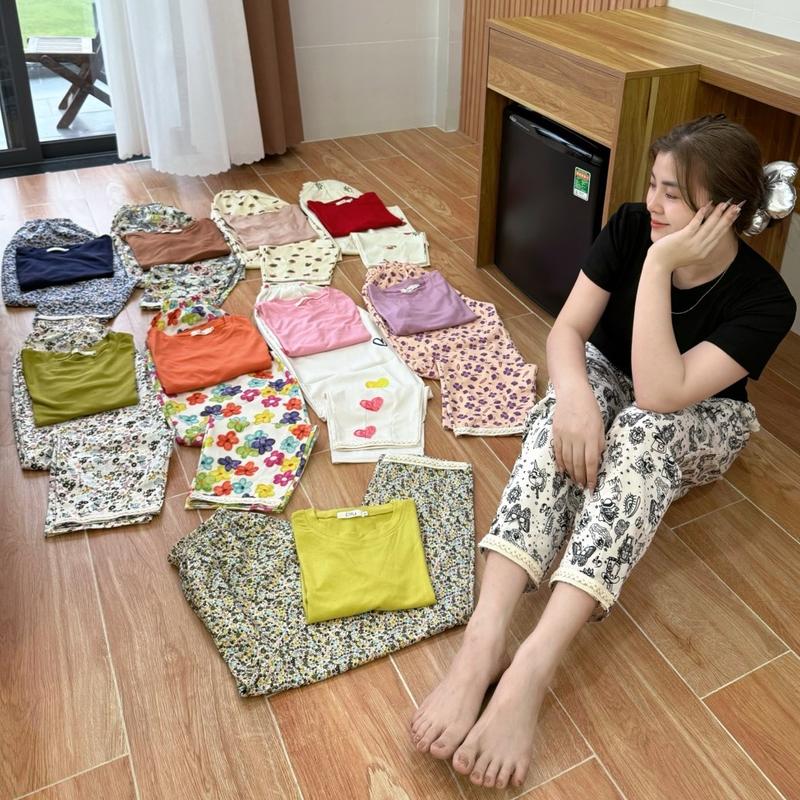 Piustudio'S Đồ Bộ Nữ Áo Borip Co Giãn Ôm Thấm Hút Mồ Hôi Cổ Tròn Phong Cách Trẻ Trung Quần From Suông Baggy Phối Ren Bigsize 45-85Kg Chất Liệu Borip Qc.