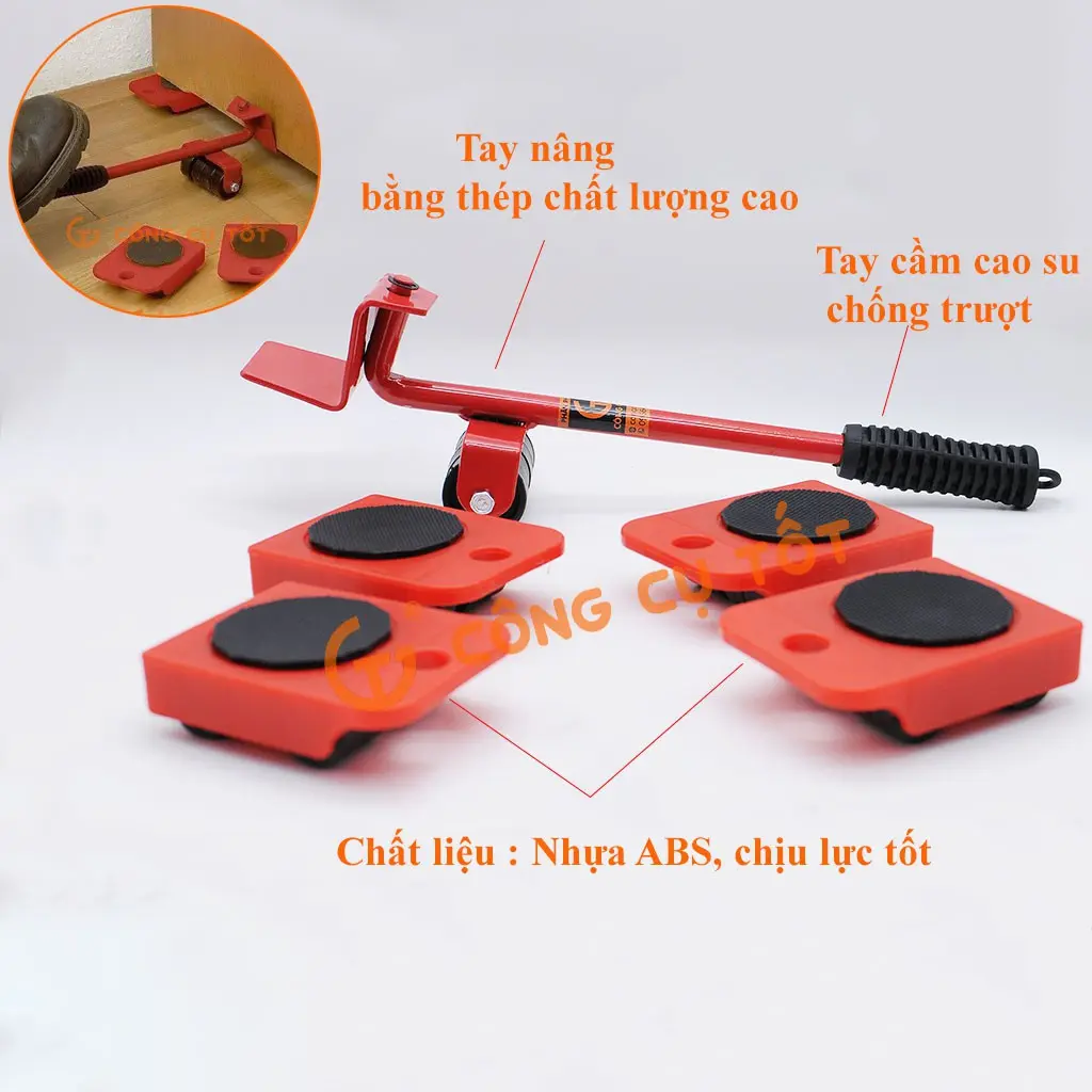 Bộ kích và 32 bánh xe di chuyển đồ vậy nặng tiện lợi - Dungcugiadinh