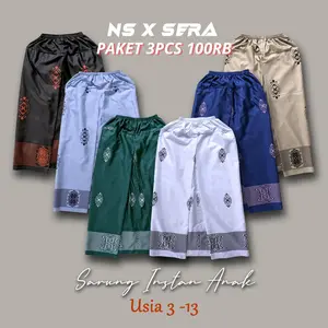 PAKET 100 Dapat 3 Sarung Anak Instan Laki Laki Usia 2-13 Tahun Sarung Rok Karet Kerut Terbaru Elastis Mudah Dipakai Nyaman Sartan Anak