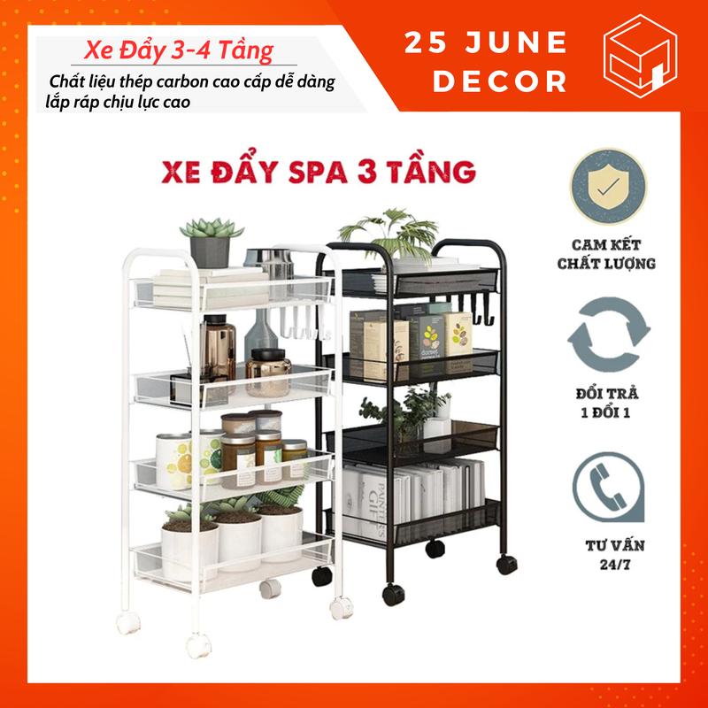 < Hàng Loại 1 > Kệ Sắt Có Bánh Xe Di Chuyển Cao Cấp Có Giấy Hướng Dẫn, Kệ Đa Năng Khay Lưới 3/4 Tầng Sơn Tĩnh Điện Có Bánh Xe Tiện Lợi