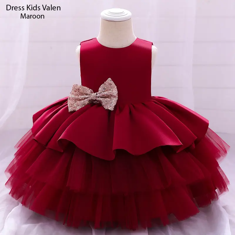 Gaun Dress Pesta Anak Bayi Perempuan 9-12 bulan -Dress Kids Valen Kid Lengan 1