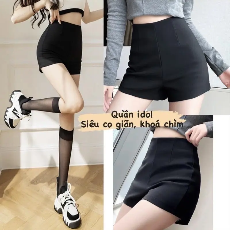 Quần short dance idol kpop nữ lưng cao TA-106 Pants Women Đen 2