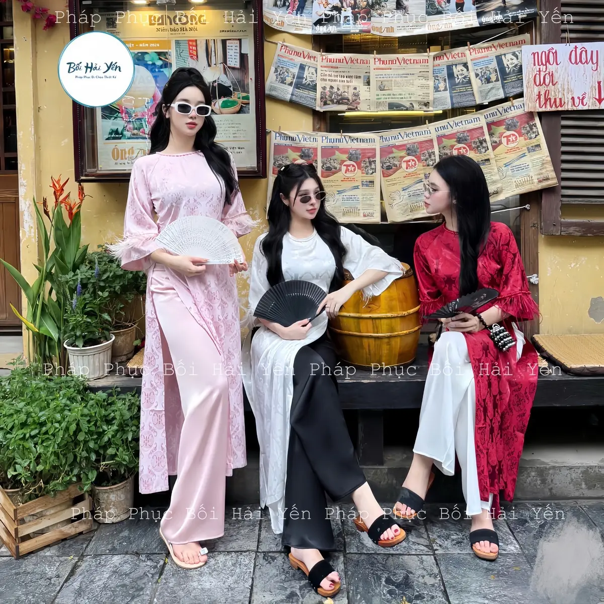 Áo Dài Tết Tằm Thọ Tay Lông Vũ Thiết Kế Nữ - Women
